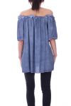 TOP AUSSCHNITT BLUMEN 9133 BLAU