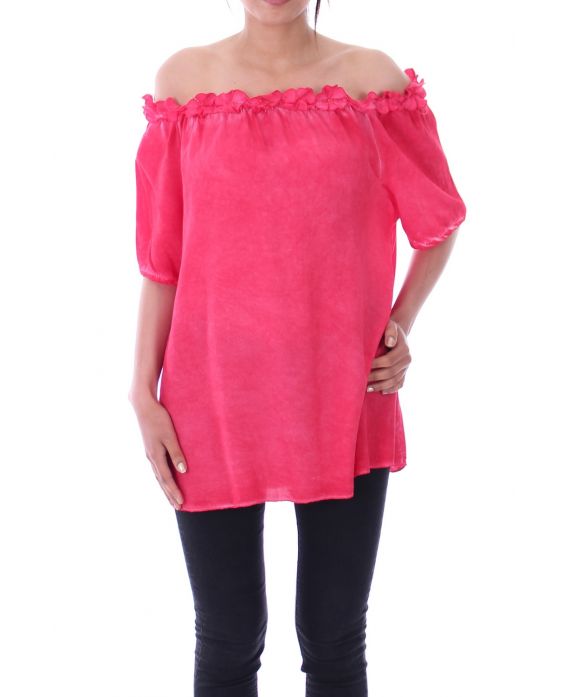 TOP DE FLORES ESCOTE 9133 CORAL