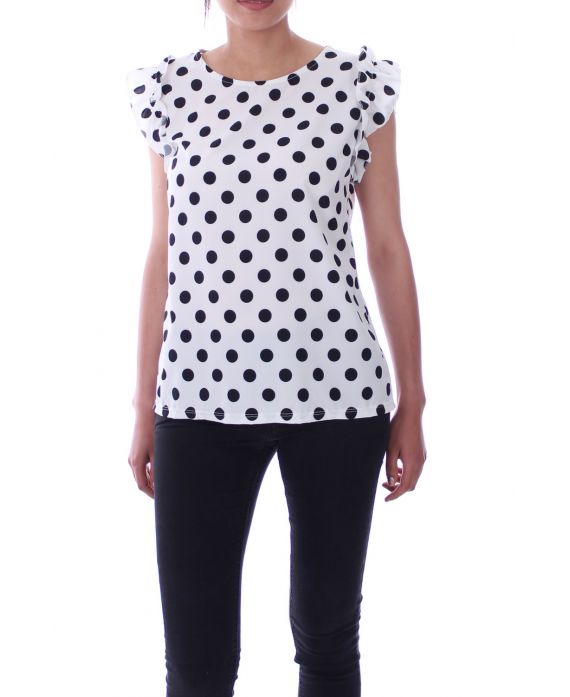 TOP HAS POLKA DOTS 9128 WHITE