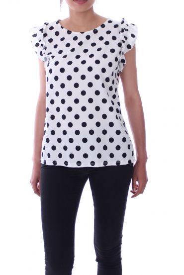 TOP IS VOORZIEN VAN POLKA DOTS 9128 WIT