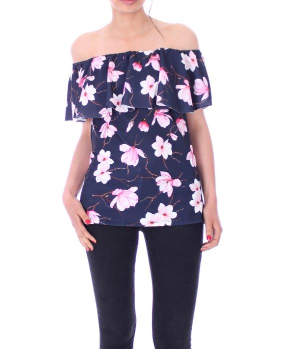 TOP FLORAL DRUCKT 9002 MARINE