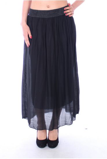 LONG SKIRT SILK 9142 BLACK