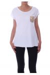 T-BOLSILLO DE LA CAMISA DE LENTEJUELAS 9148 BLANCO