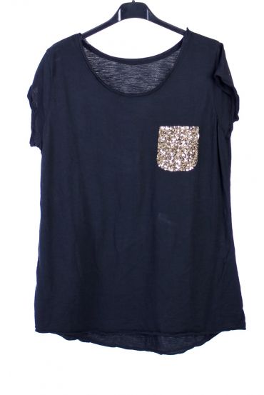 T-SHIRT POCHE SEQUIN 9148 NOIR