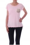 T-SHIRT POCHE SEQUIN 9148 ROSE