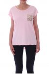 T-SHIRT POCHE SEQUIN 9148 ROSE