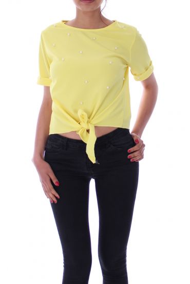 TOP HAS BEADED TIE 9140 YELLOW