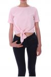 TOP CON PERLINE CRAVATTA 9140 ROSA