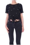 TOP HAS BEADED TIE 9140 BLACK