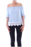 TOP DENTELLE PERLES 9160 BLEU