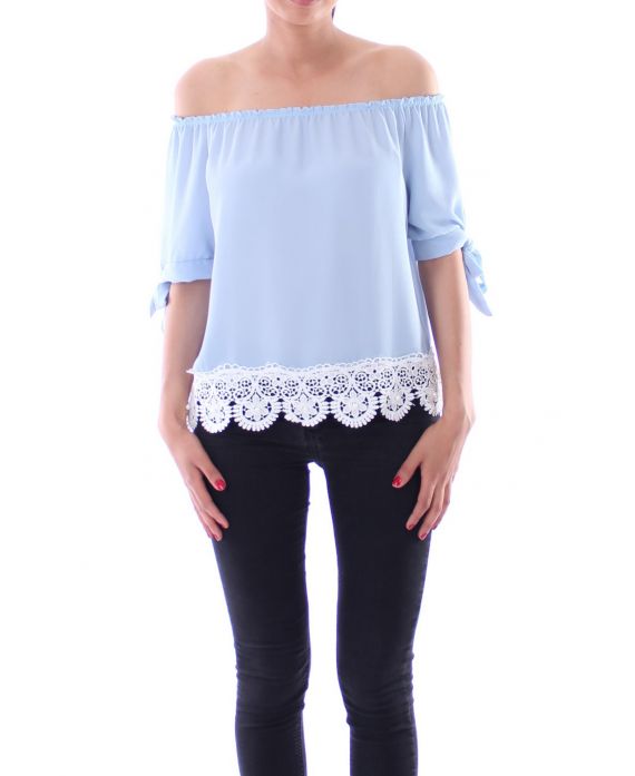 LACE TOP KRALEN 9160 BLAUW