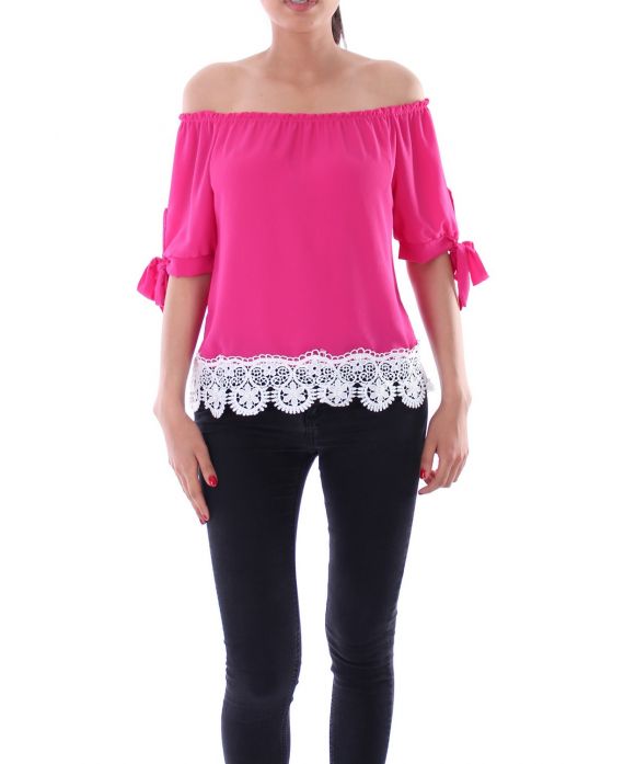 LACE TOP BEADING 9160 FUSHIA