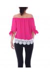 LACE TOP BEADING 9160 FUSHIA