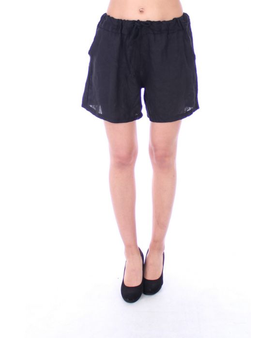 LINEN SHORTS, 9139 BLACK