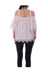 TOP A FLEURS ET DENTELLE 9145 ROSE