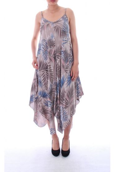 VESTIDO DE PRINT TROPICAL 9140 BEIGE