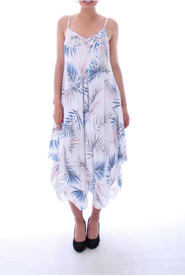 VESTIDO DE PRINT TROPICAL 9140 BLANCO