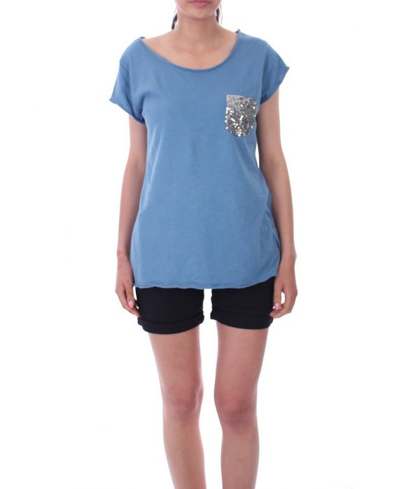 T-SHIRT ZAK PAILLETTEN 9148 BLAUW