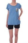 T-SHIRT POCKET PAILLETTEN-9148 BLAU