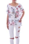 TOP IMPRIME FLEURS 9170 BLANC