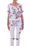 TOP IMPRIME FLEURS 9170 BLANC