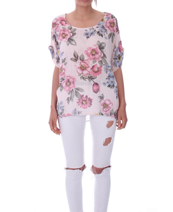 BOVEN PRINT BLOEMEN 9170 ROZE