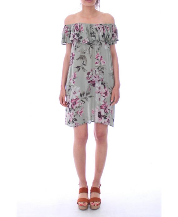 DRESS PRINTS FLORAL 9177 MILITARY GREEN