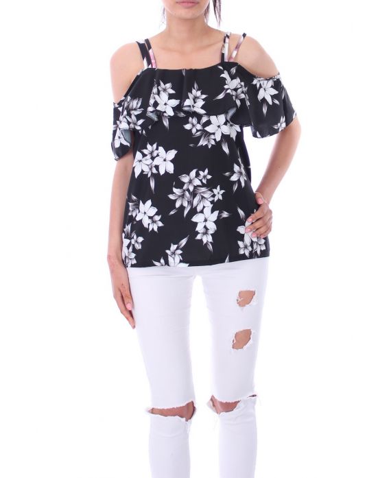 TOP IMPRIME FLORAL 9180 NOIR