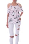 TOP IMPRIME FLORAL 9180 ROSE