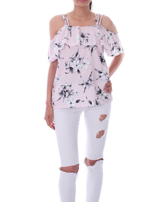 TOP IMPRIME FLORAL 9180 ROSE