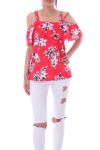 TOP IMPRIME FLORAL 9180 ROUGE