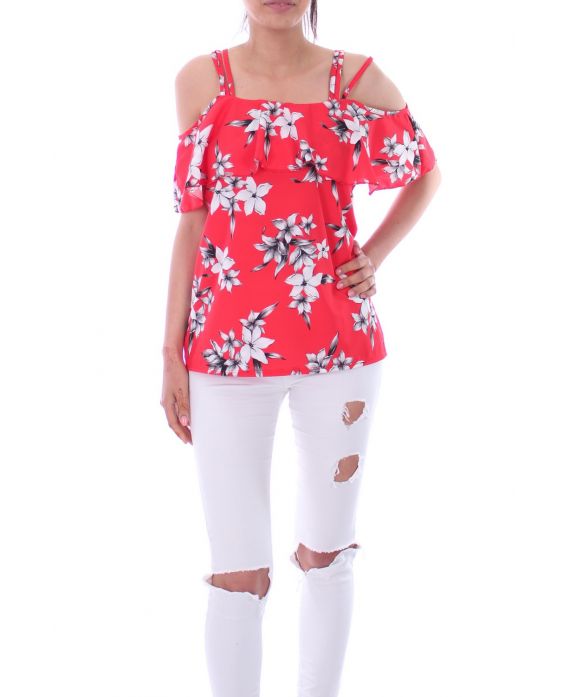 TOP IMPRIME FLORAL 9180 ROUGE