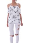 TOP IMPRIME FLORAL 9180 BLANC