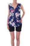 TOP ZIPPE FLEURS 9182 MARINE