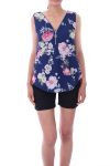 TOP ZIPPE FLEURS 9182 MARINE