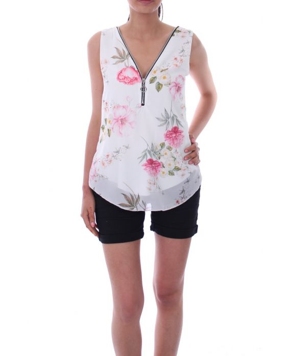 TOP ZIP FIORI 9182 BIANCO