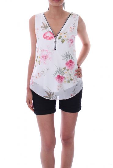 TOP ZIP FIORI 9182 BIANCO