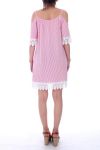 KLEID STREIFEN HAT 9183 FUSHIA