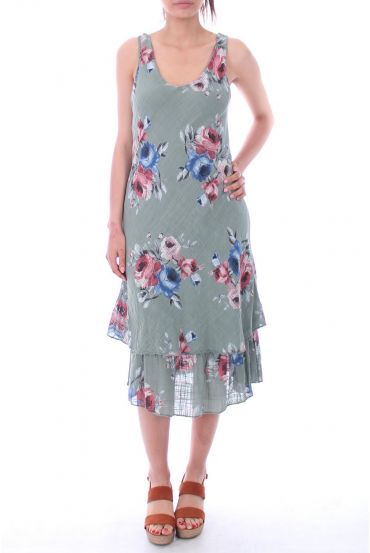 DRESS PRINTED 9187 MILITARY GREEN