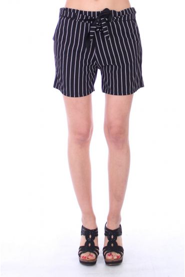 SHORT A RAYURES 9190 NOIR