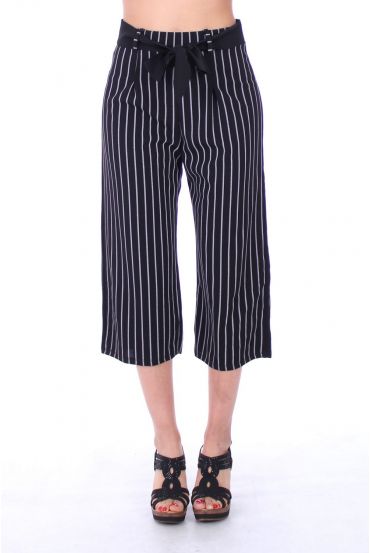 PANTALONI A RIGHE 9191 NERO