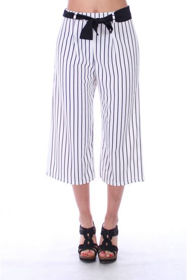 PANTALONI A RIGHE 9191 BIANCO