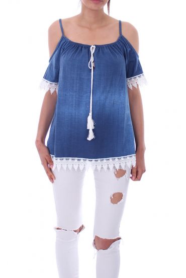 TOP EPAULES DENUDEES 9202 BLEU FONCE