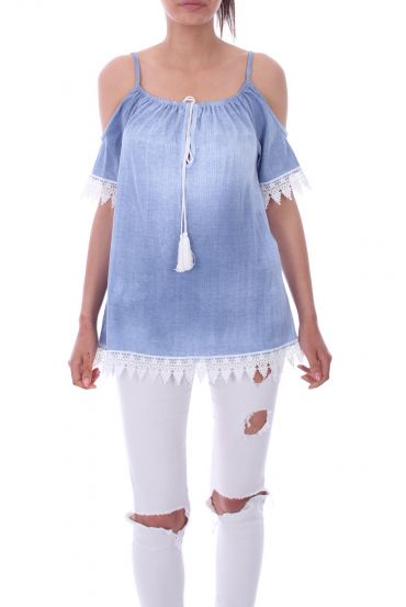 TOP EPAULES DENUDEES 9202 BLEU CLAIR