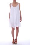 ROBE BRETELLES A FLEURS 0017 BLANC