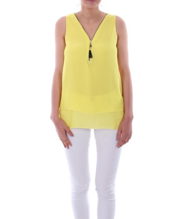 TOP ZIPPE DOS CROISE 0027 JAUNE