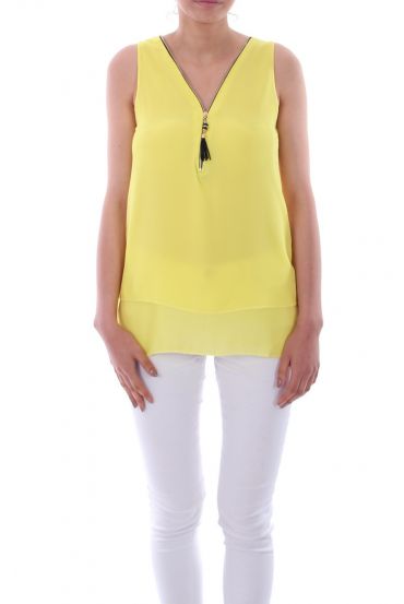 TOP ZIPPE DOS CROISE 0027 JAUNE