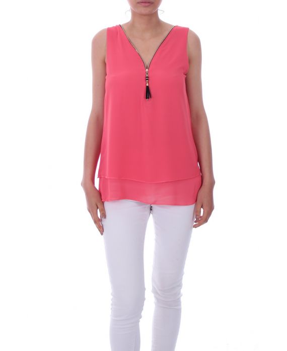 TOP ZIPS BACK CROSSES 0027 CORAL