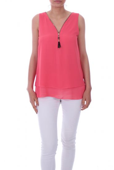 TOP ZIPS BACK CROSSES 0027 CORAL