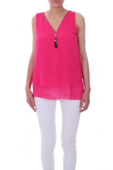 TOP ZIPPE DOS CROISE 0027 FUSHIA